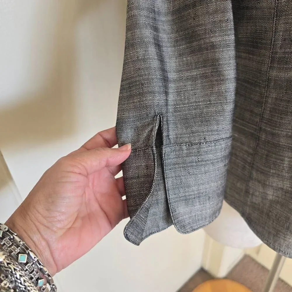 Linda Allard for Ellen Tracy Blk/Grey Linen/Silk Shirt/ Jkt., NWOT, Sz. 8 P